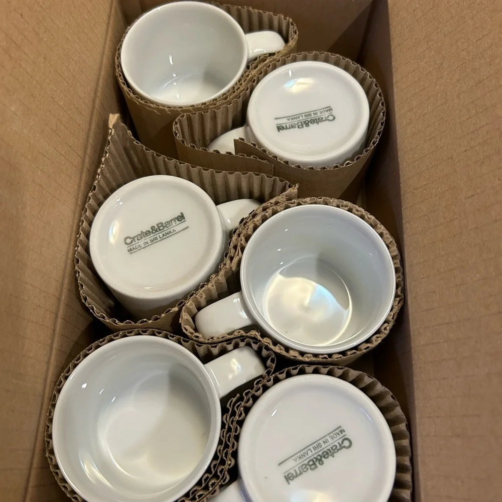 NEW Crate & Barrel Verge Espresso Cup and Saucer Set Made in Sri Lanka Set of 6